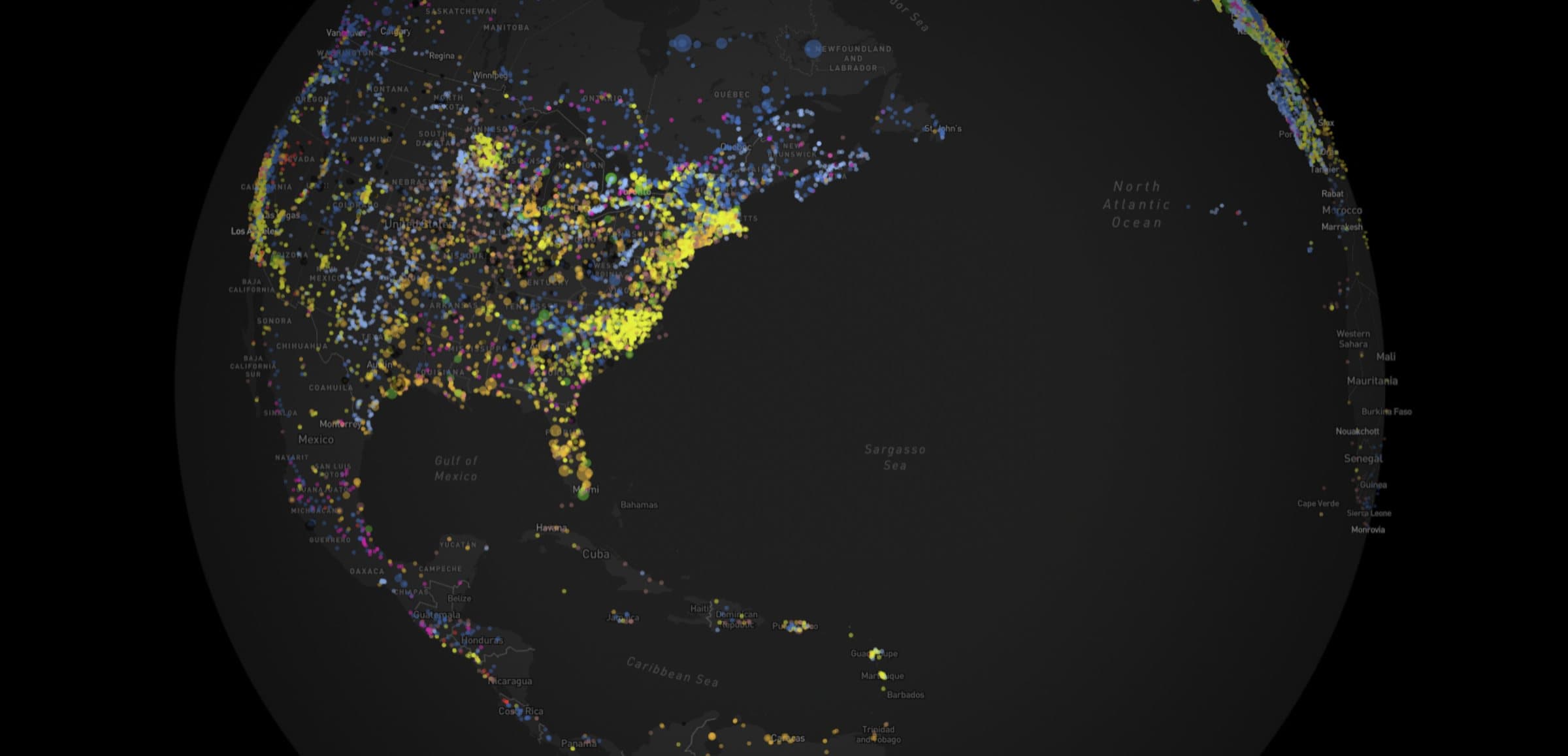 Globe showing power infrastructure as points of light